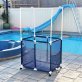 Pool Bins Pool Storage Mesh Rolling Organizer with Towel Hanger Bars, Large, Blue