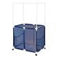 Pool Bins Pool Storage Mesh Rolling Organizer with Towel Hanger Bars, Large, Blue